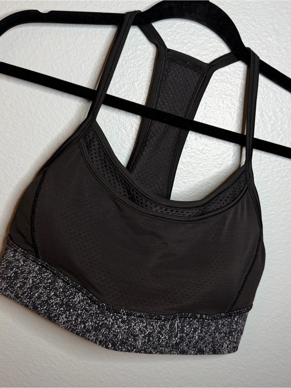 lululemon athletica Black Racerback Sports Bra with Speckled Band